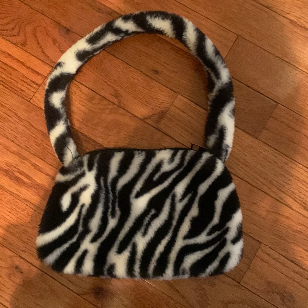 Zebra furry purse